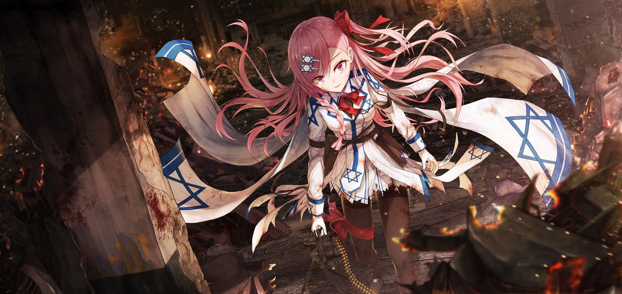 Anime girl, fight, pink hair, battle, Anime, HD wallpaper