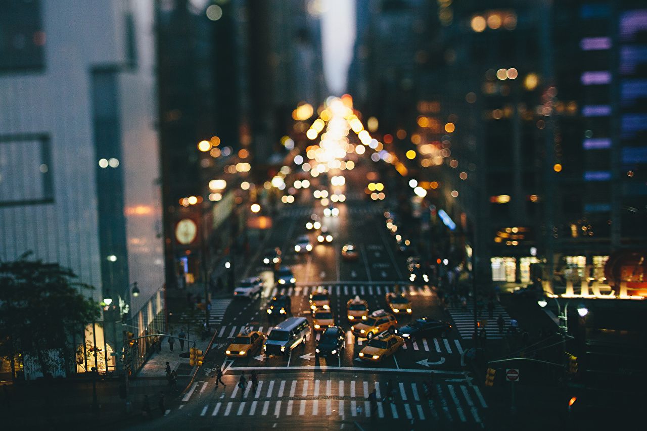Photo New York City USA Roads Street Night Cities