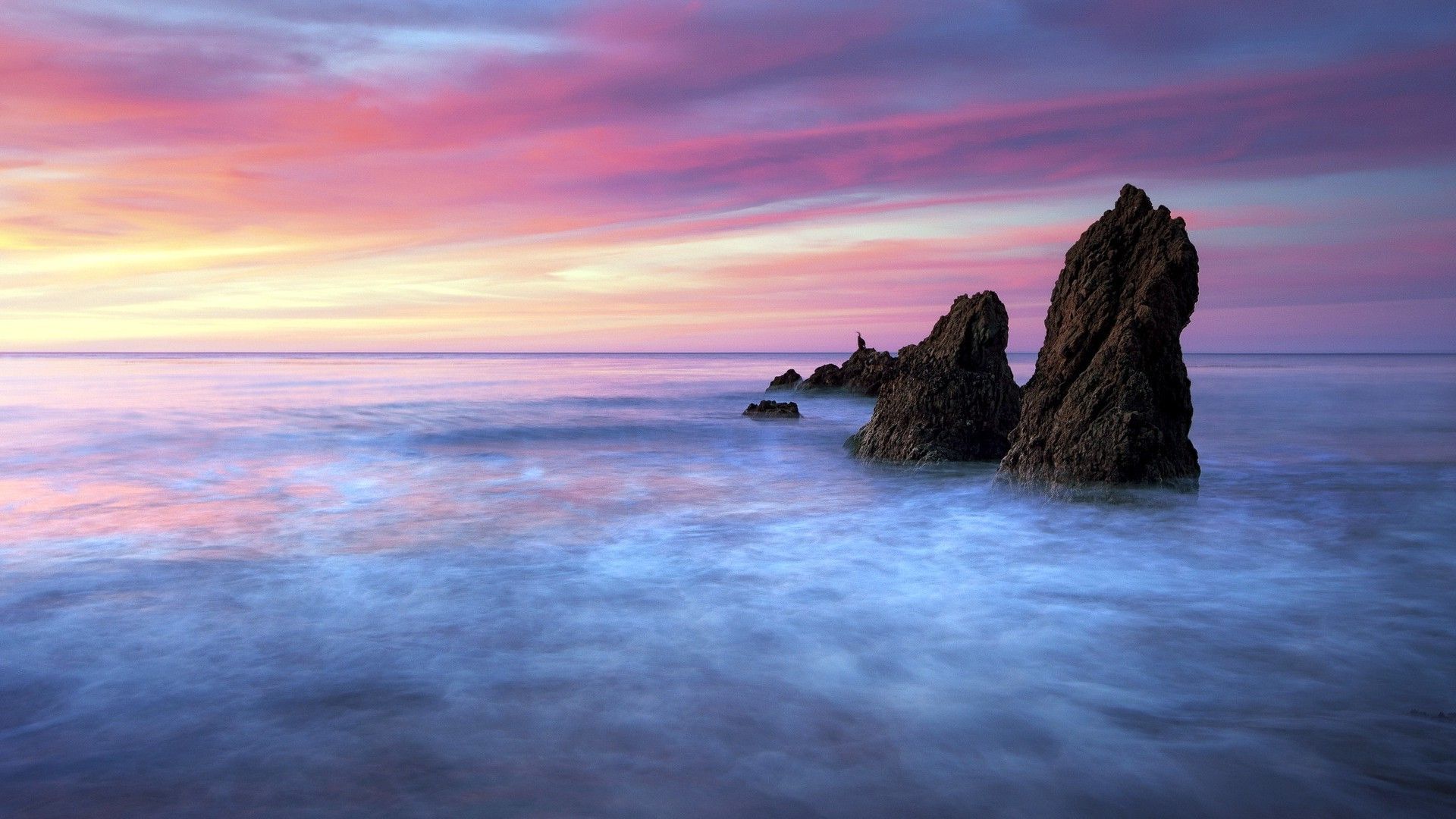 nature, Landscape, Rock, Water, Sea, Clouds, Horizon, Sunset