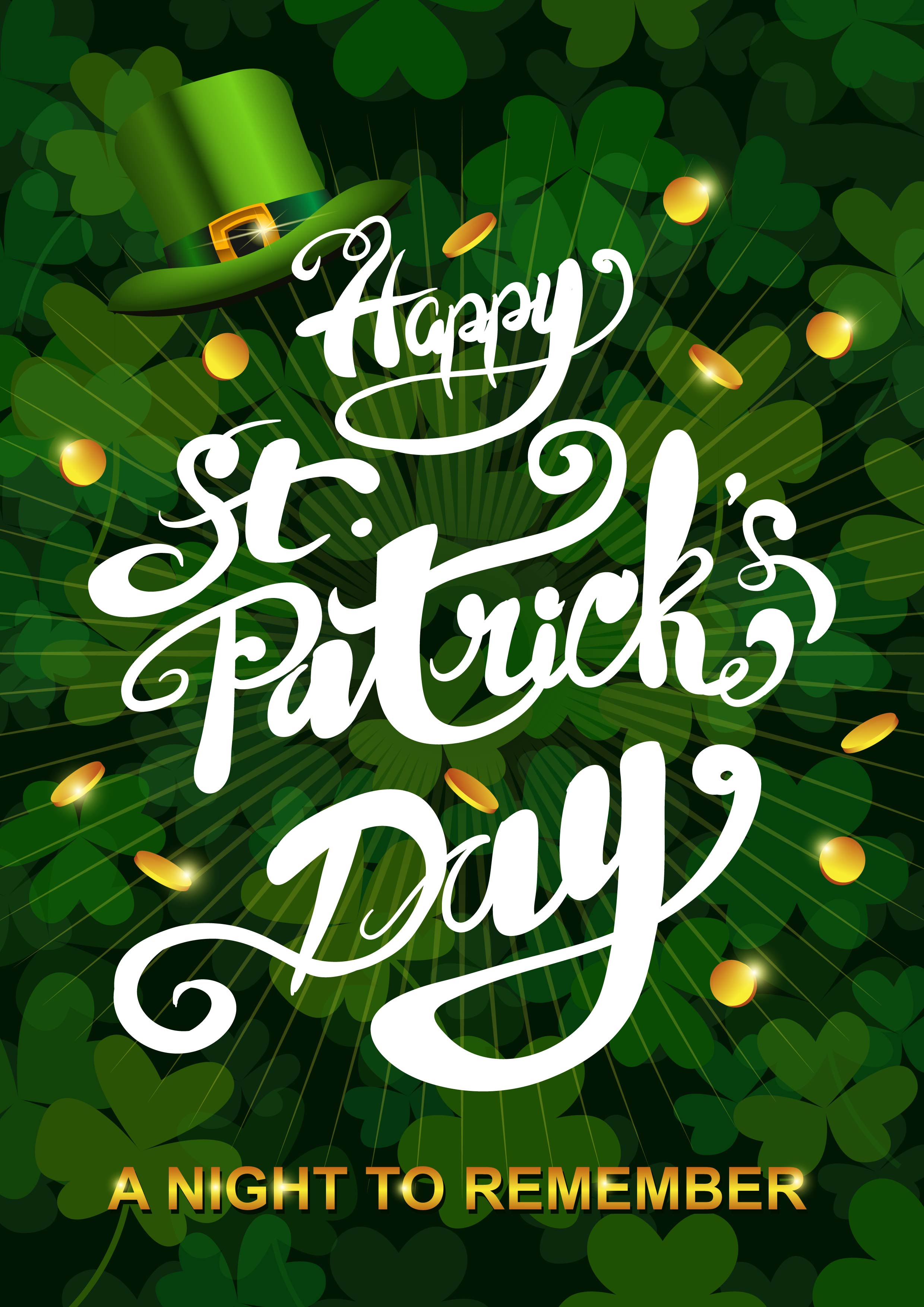 Happy St Patrick's Day Green Background Free Vectors