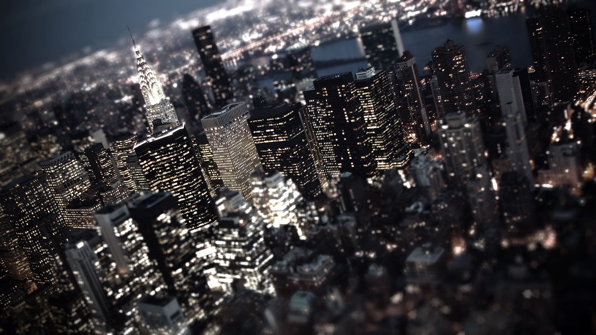 Tilt Shift New York City Night Lights Desktop Wallpaper