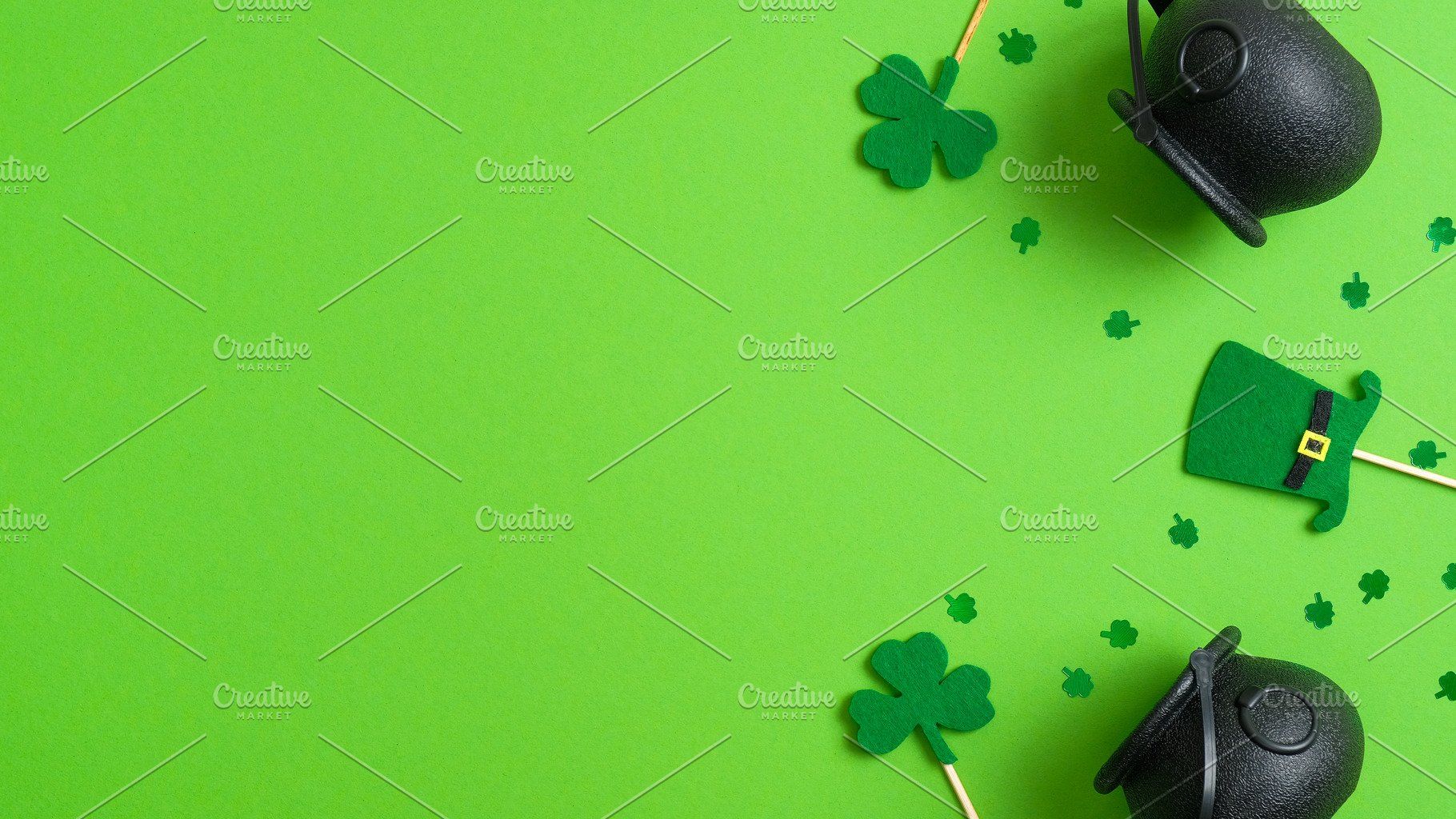St Patrick's Day Background With Pot. High Quality Holiday Stock