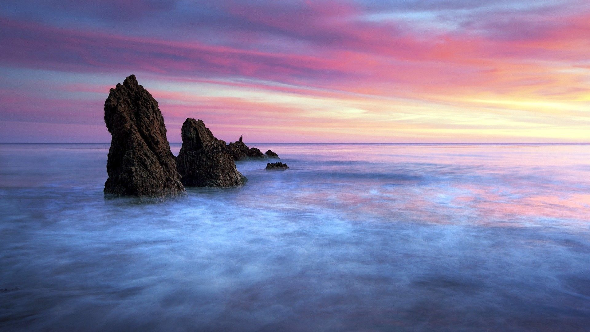 #water, #horizon, #rock, #colorful, #landscape, #clouds