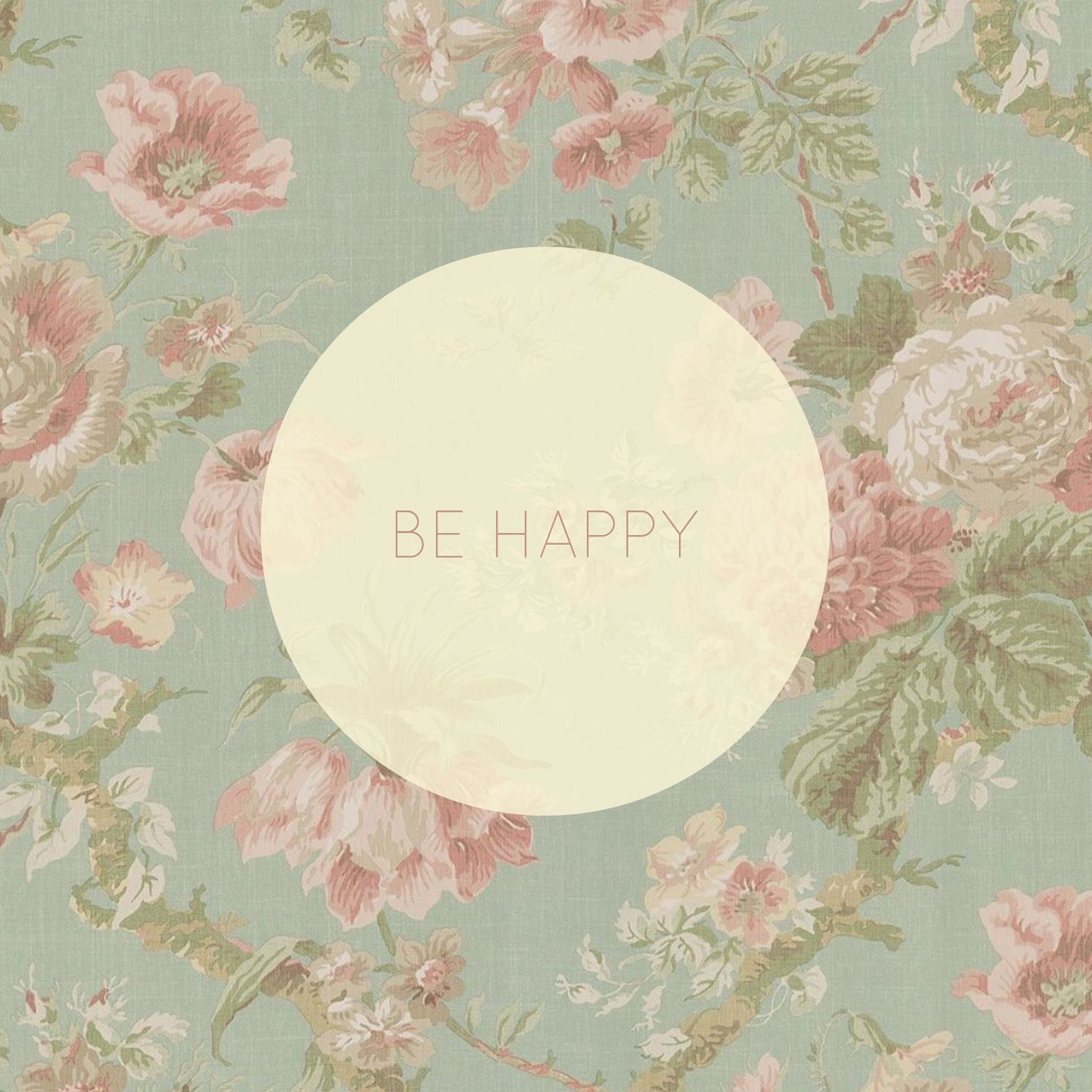 Be Happy Vintage Floral Pattern iPad Air Wallpaper Free Download