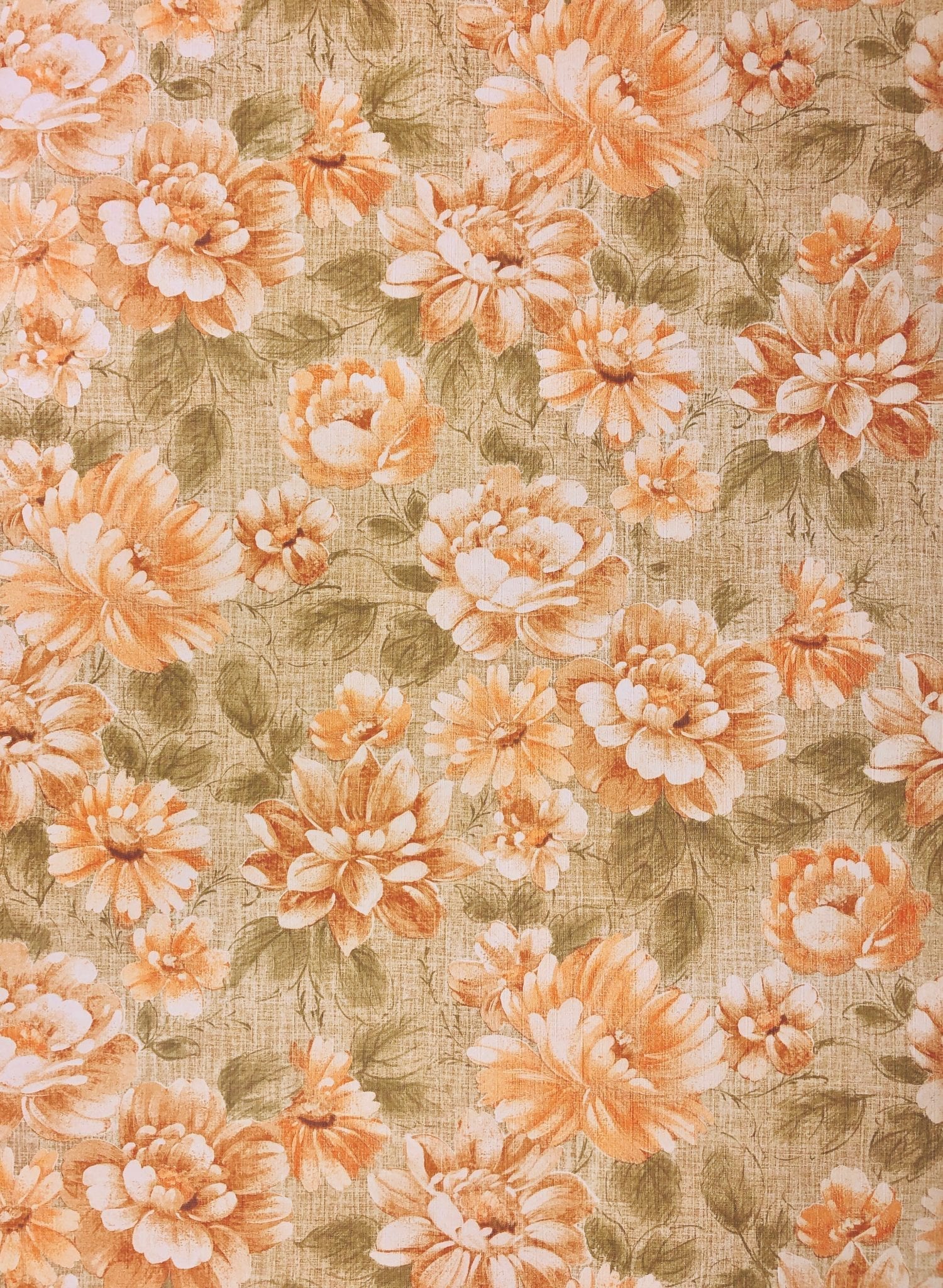 1960s Vintage Flower Pattern Wallpaper