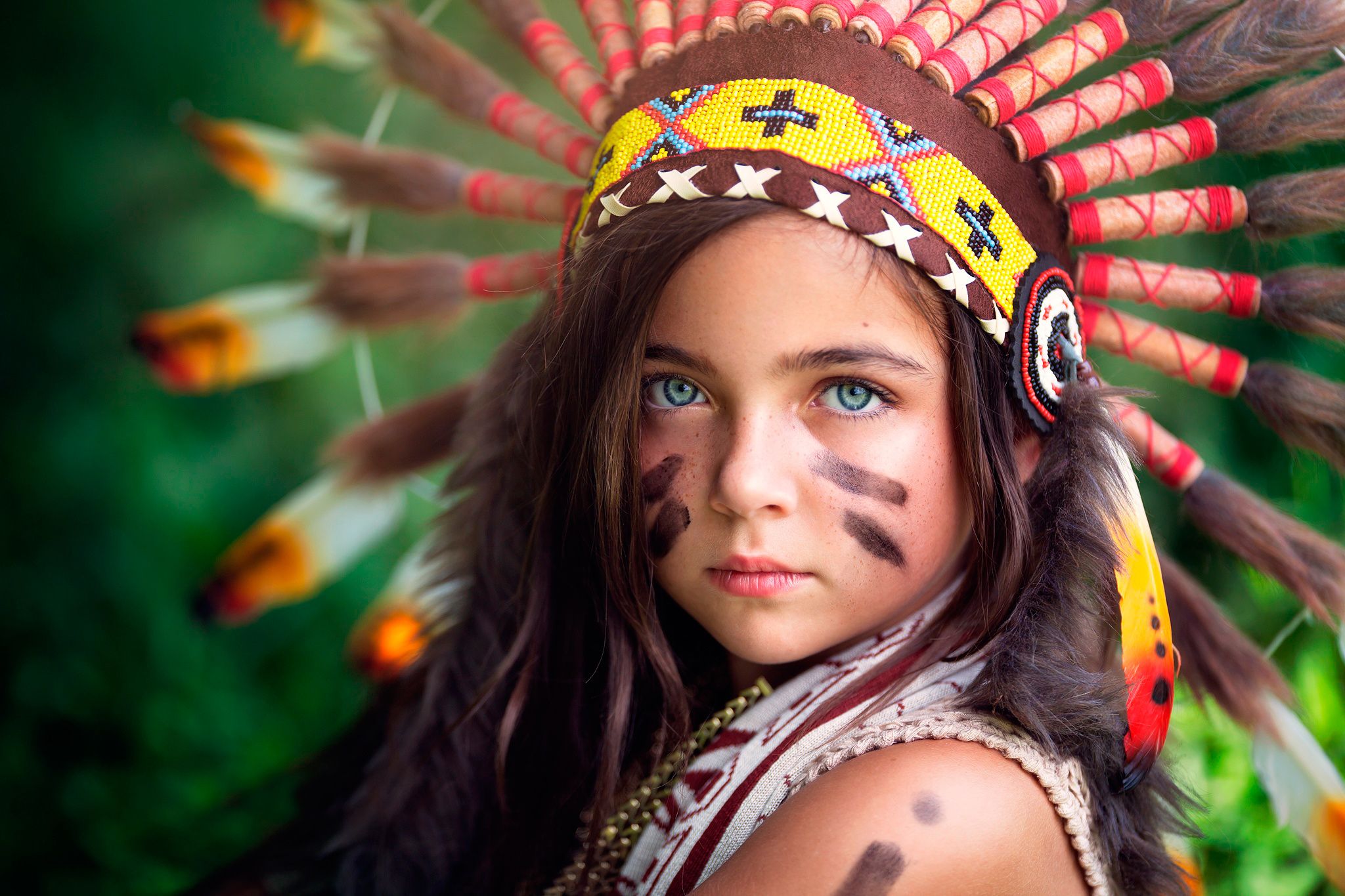 Girl Native American Background