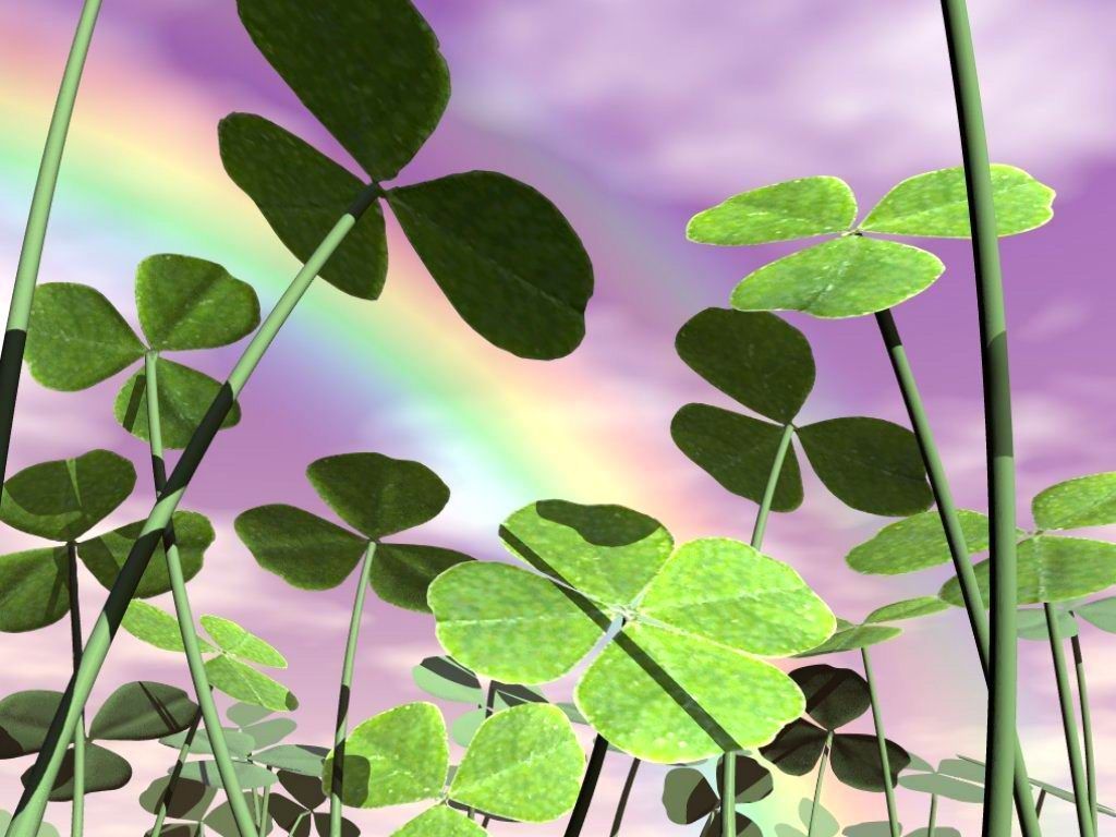 Rainbow and four leaf clover. St patricks day wallpaper, St