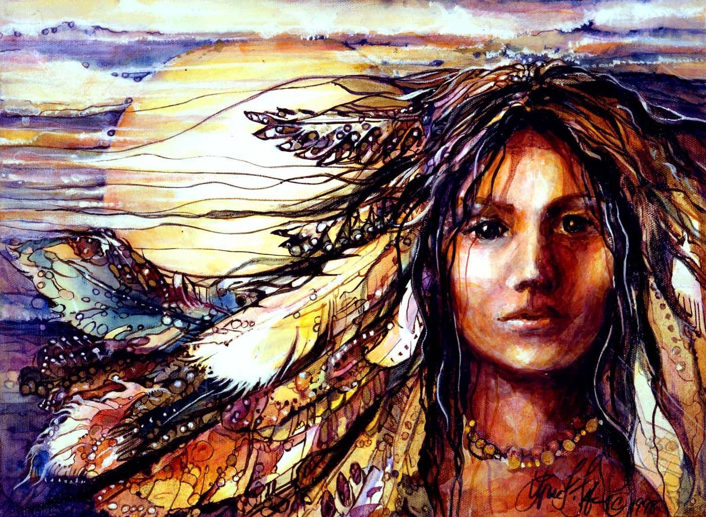 native indian wallpaper. golden girl indian abstract native