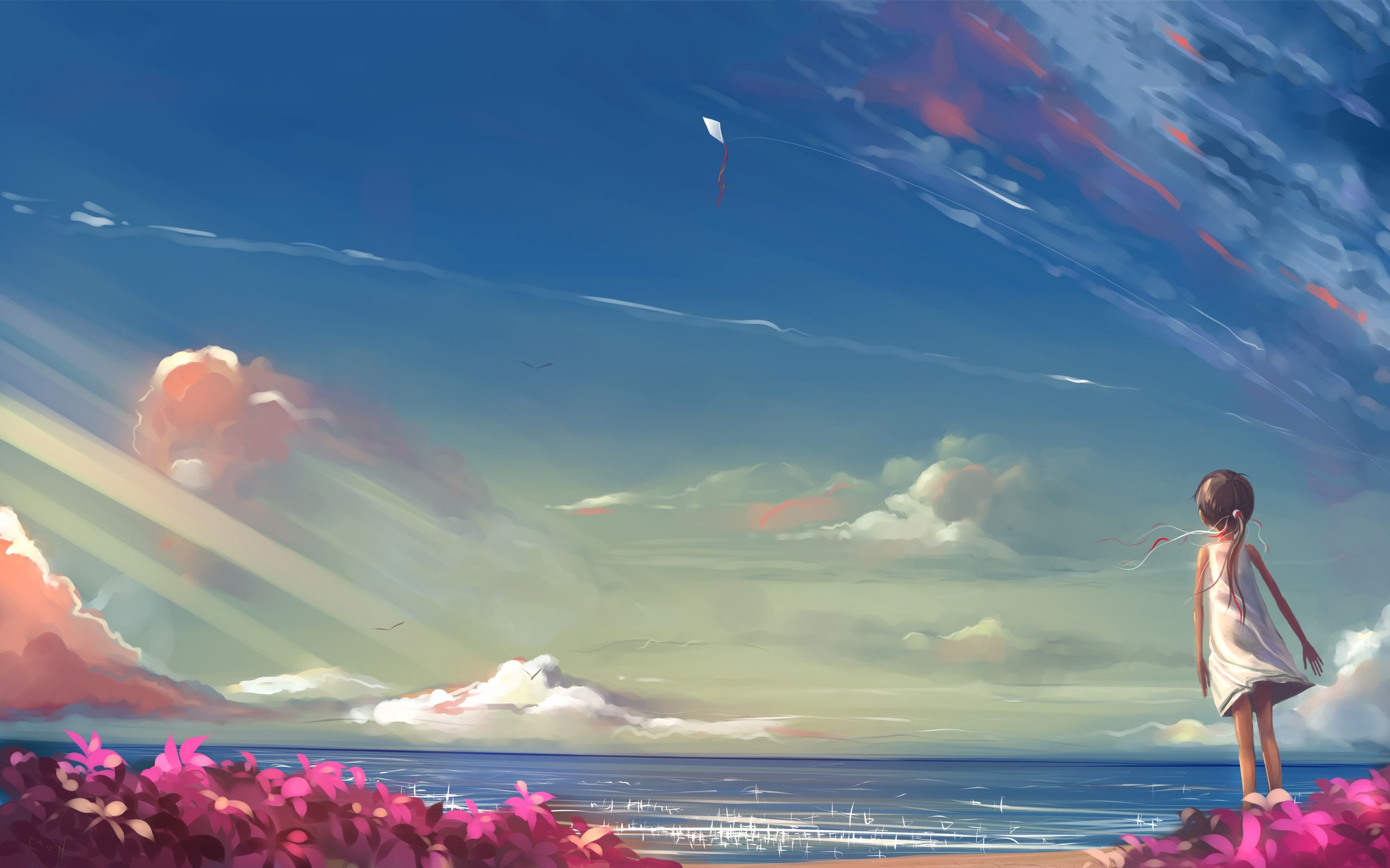 flying kites Image Search results. Anime scenery wallpaper