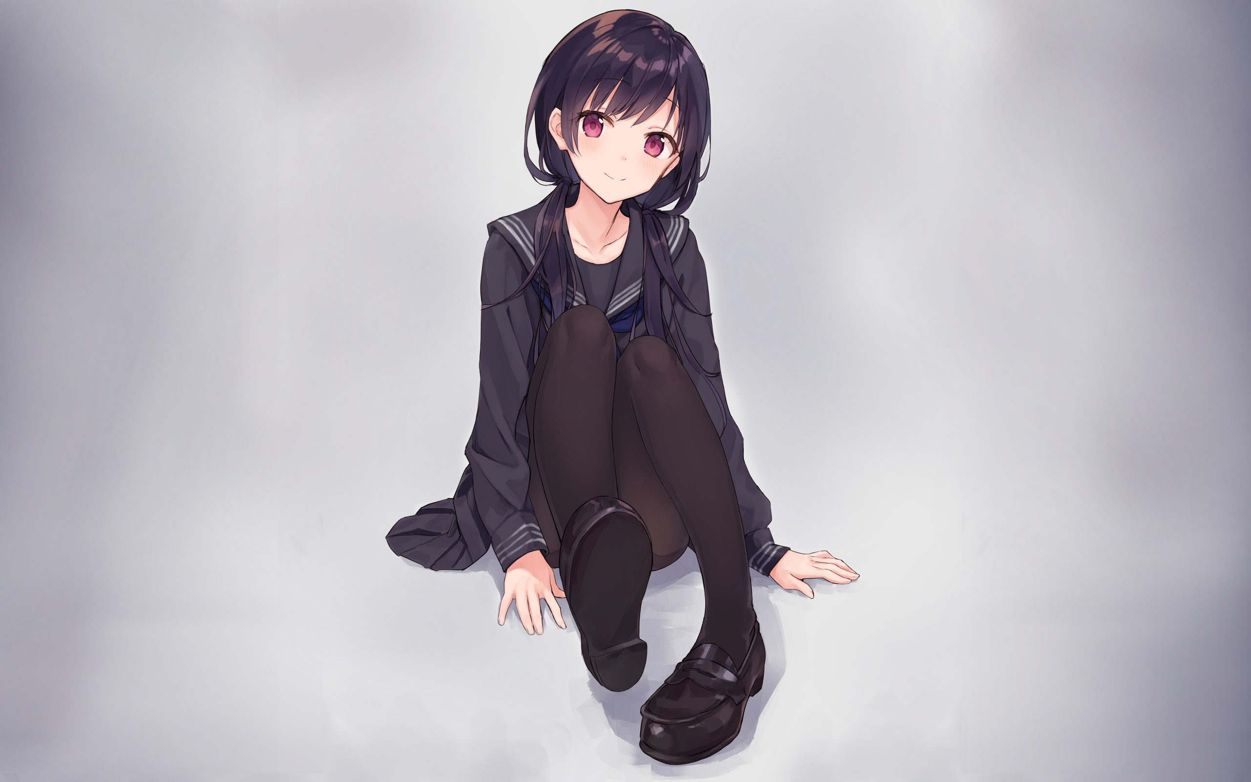 #simple background, #school uniform, #anime girls, #anime, #black hair, wallpaper. Mocah.org HD Wallpaper