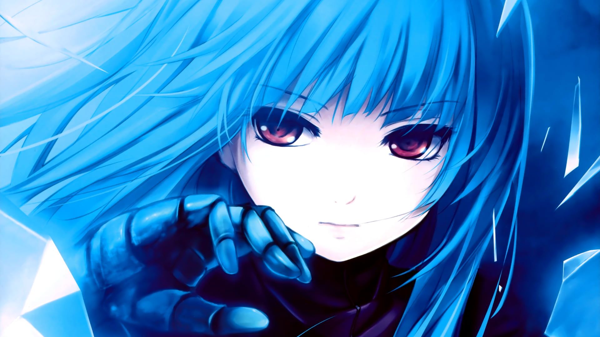 dark blue haired anime girl