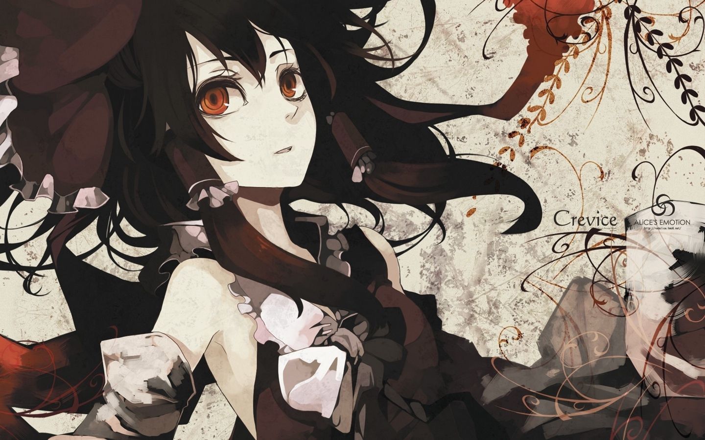 Download wallpaper 1440x900 anime, girl, hair, black widescreen 16