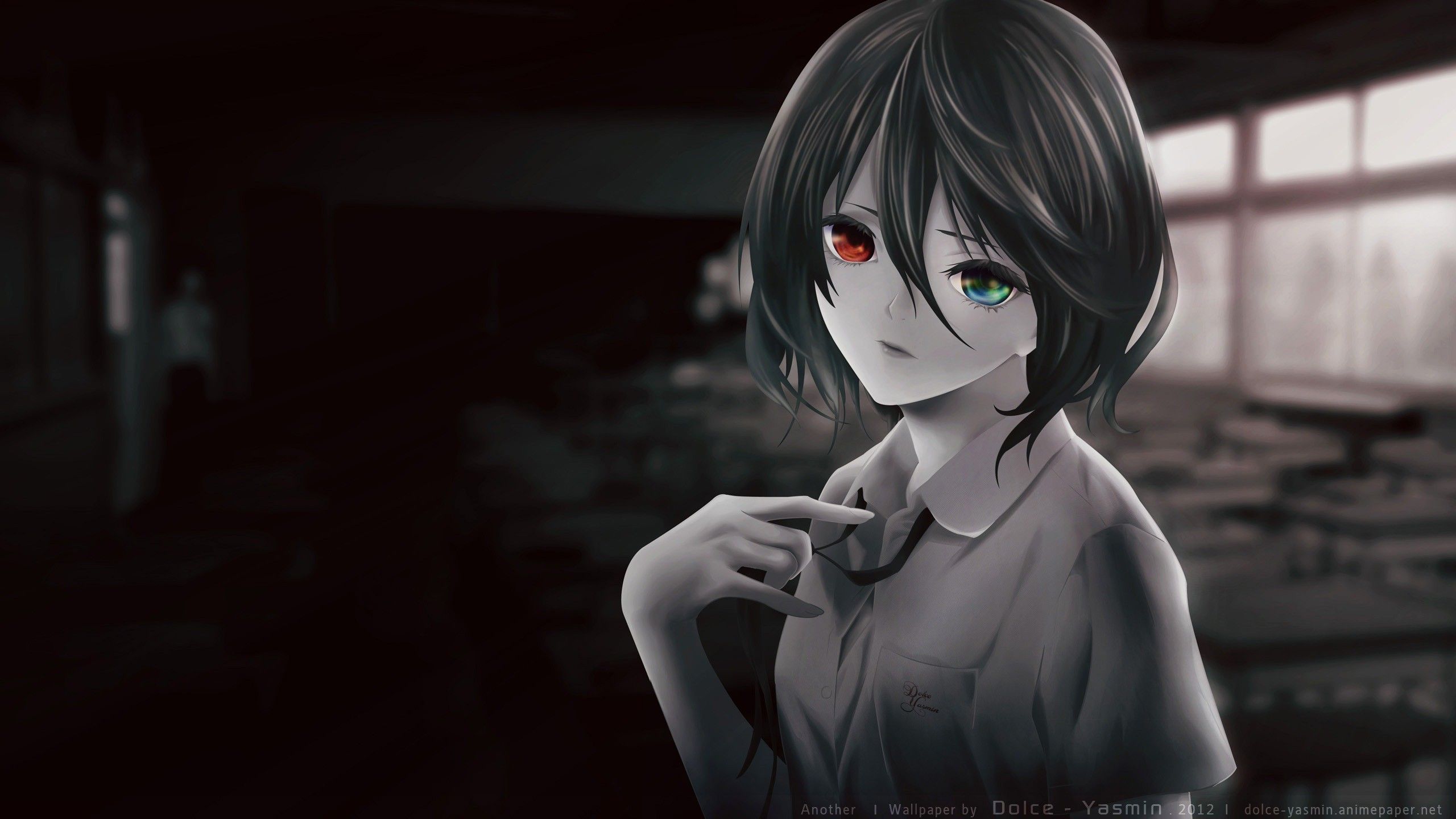 Download A dark anime girl with mysterious eyes Wallpaper