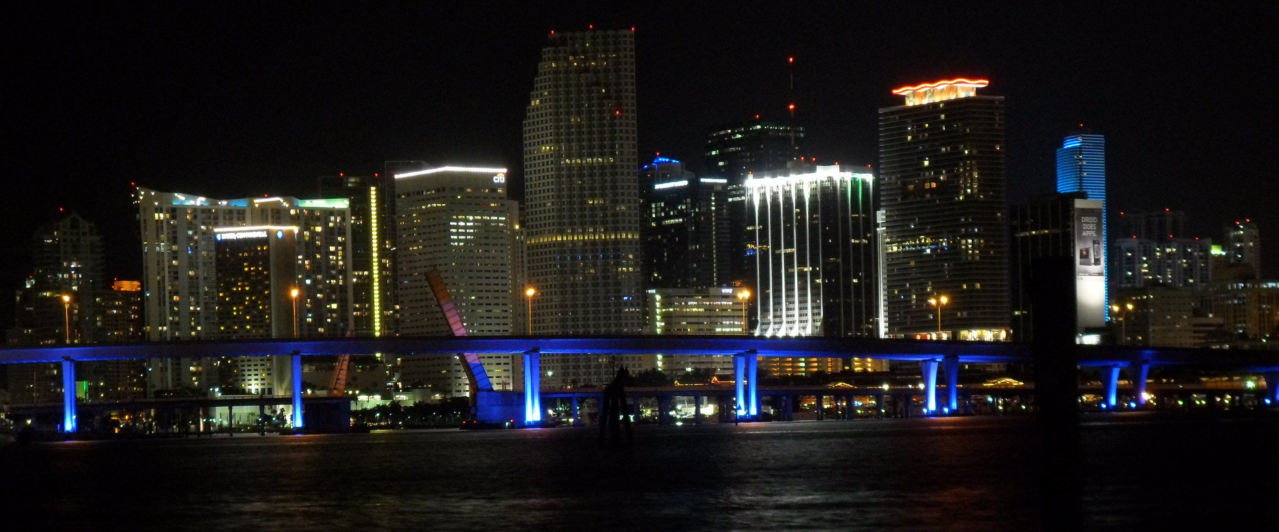 Downtown Miami Night Skyline from Watson
