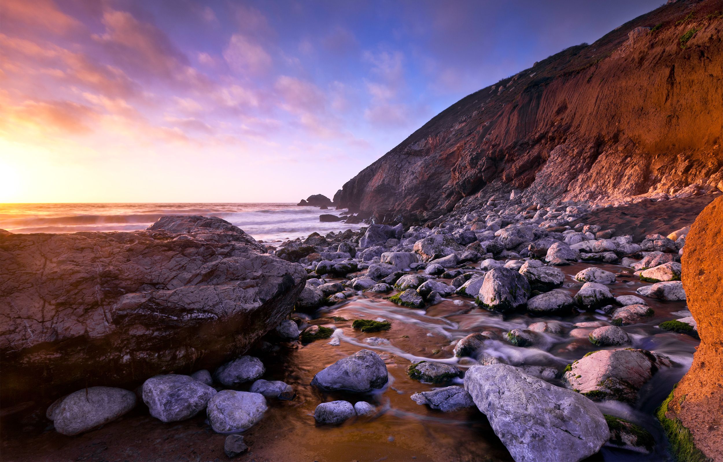 Daily Wallpaper: Rocky Beach Sunset. I Like To Waste My Time