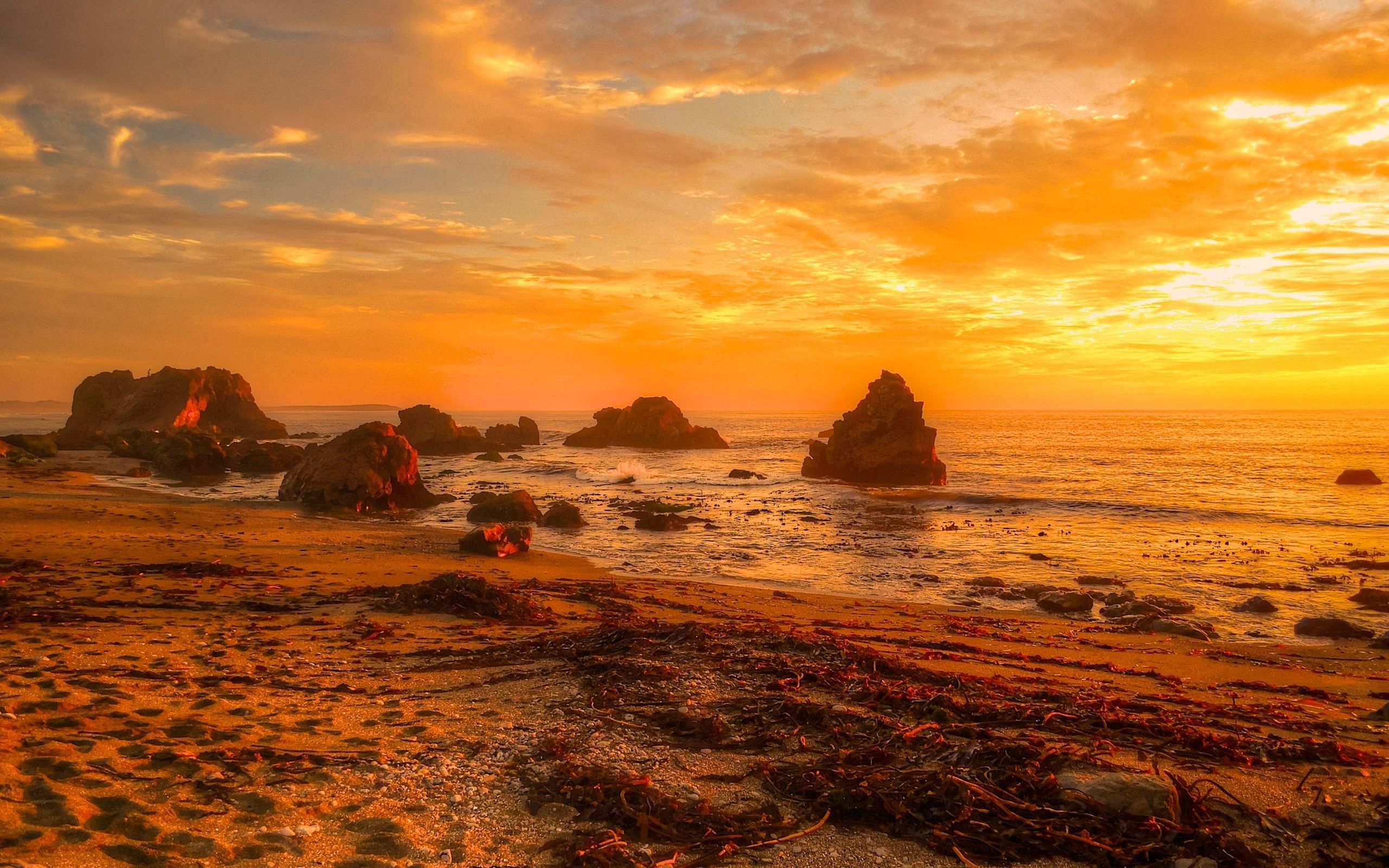 Rocky Beach Sunset HD Wallpaper. Background Imagex1600
