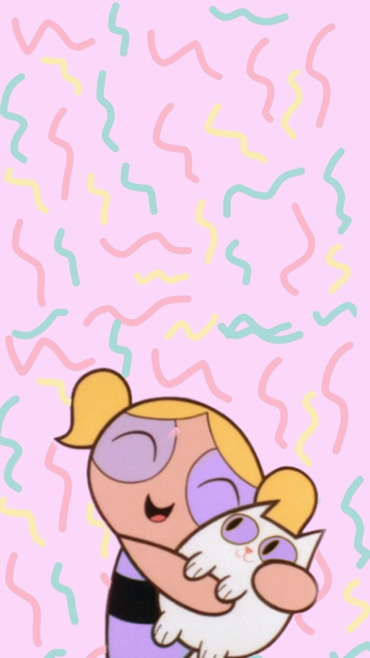 Powerpuff Girls Bubbles And Cat, Download Wallpaper