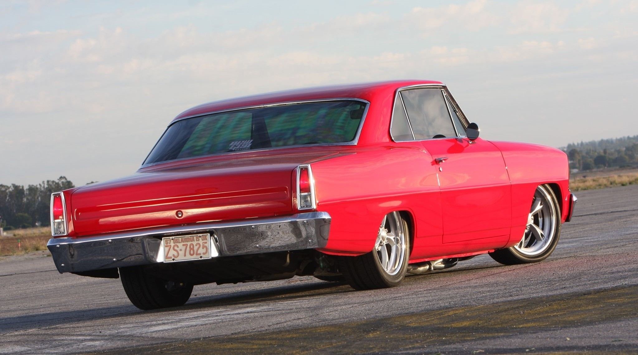 Download 2048x1140 Cars, 1967 Chevrolet Nova, Back, Red Wallpaper