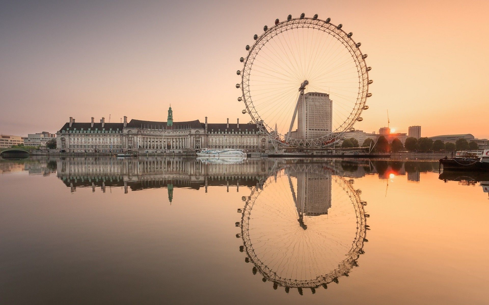 London, England, City, Sea, Water, Reflection, London Eye, Ferris
