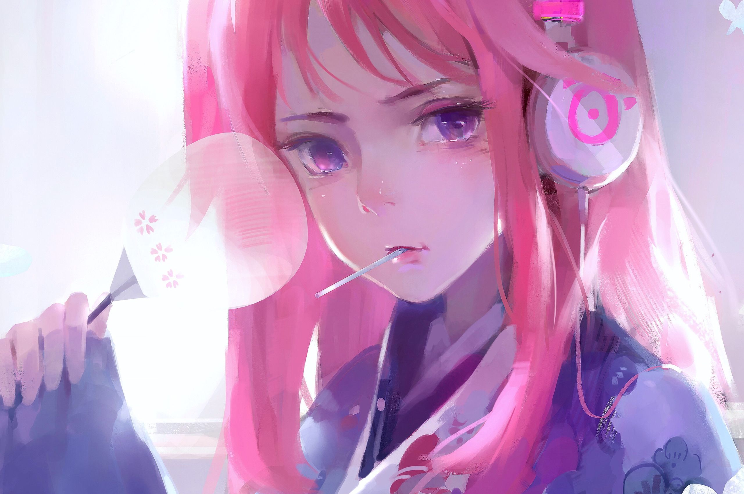 Cute Anime Girl Pink Art 4k Chromebook Pixel HD 4k