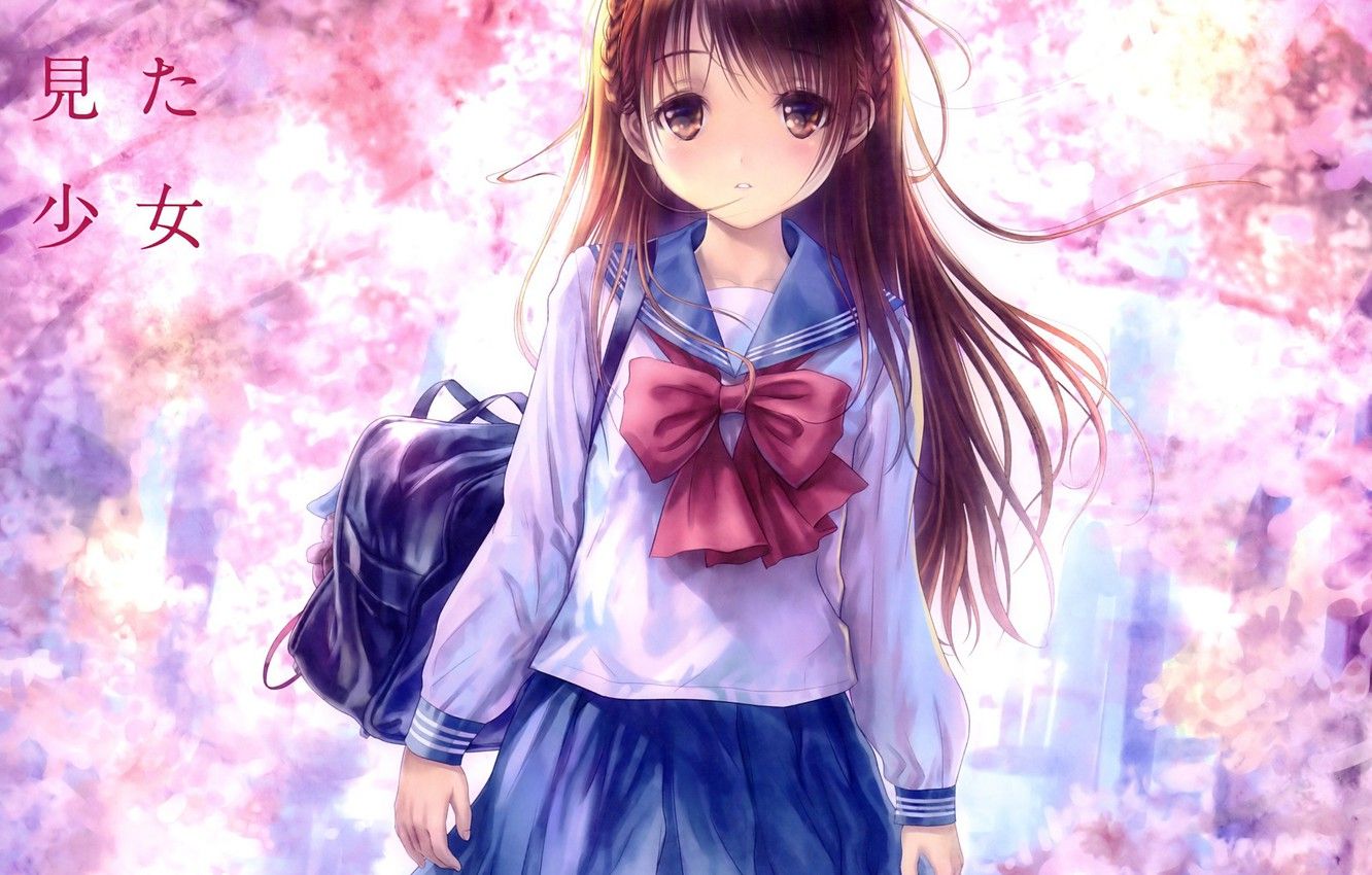 Wallpaper spring, anime, girl image for desktop, section арт