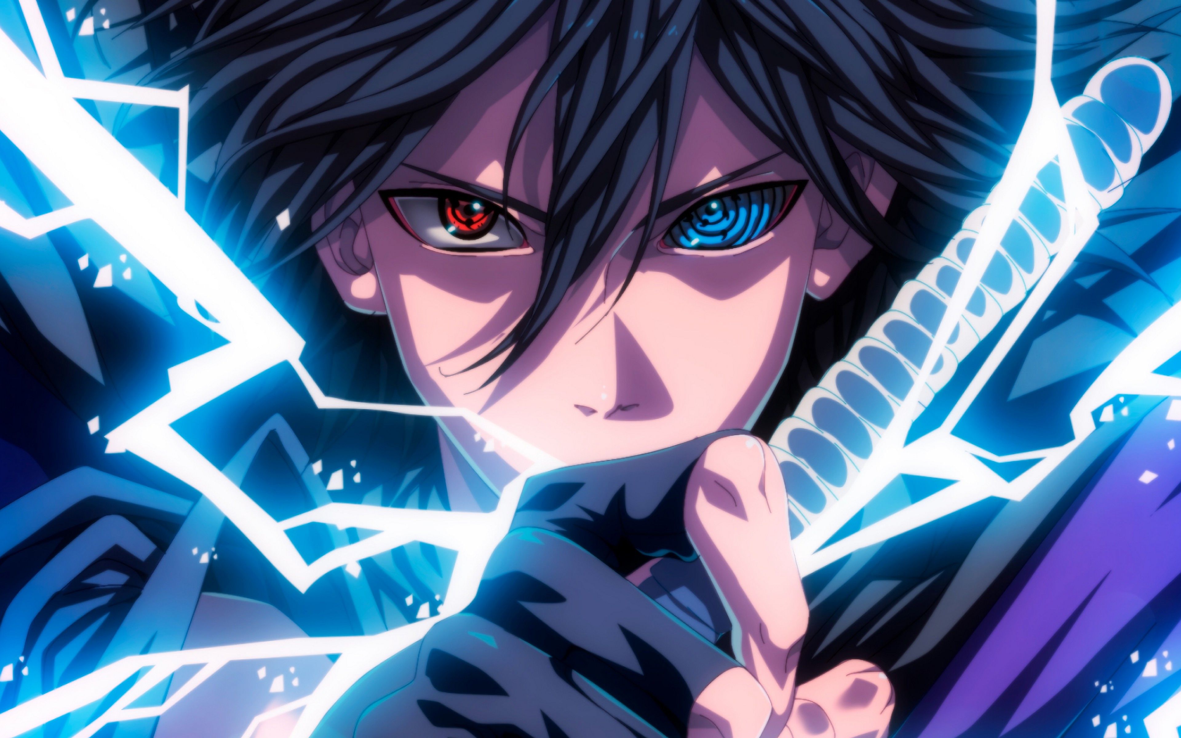 Sasuke Sharingan Rinnegan Eyes Lightning 4K Wallpaper