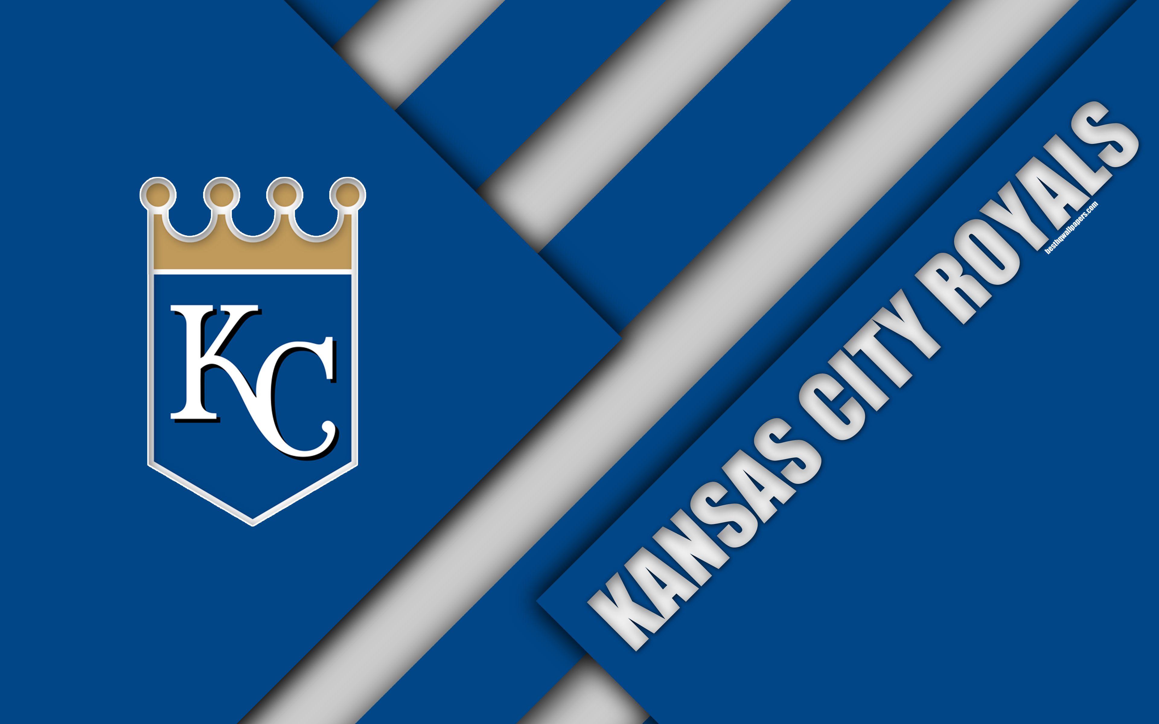 Download wallpaper Kansas City Royals, MLB, 4K, blue abstraction