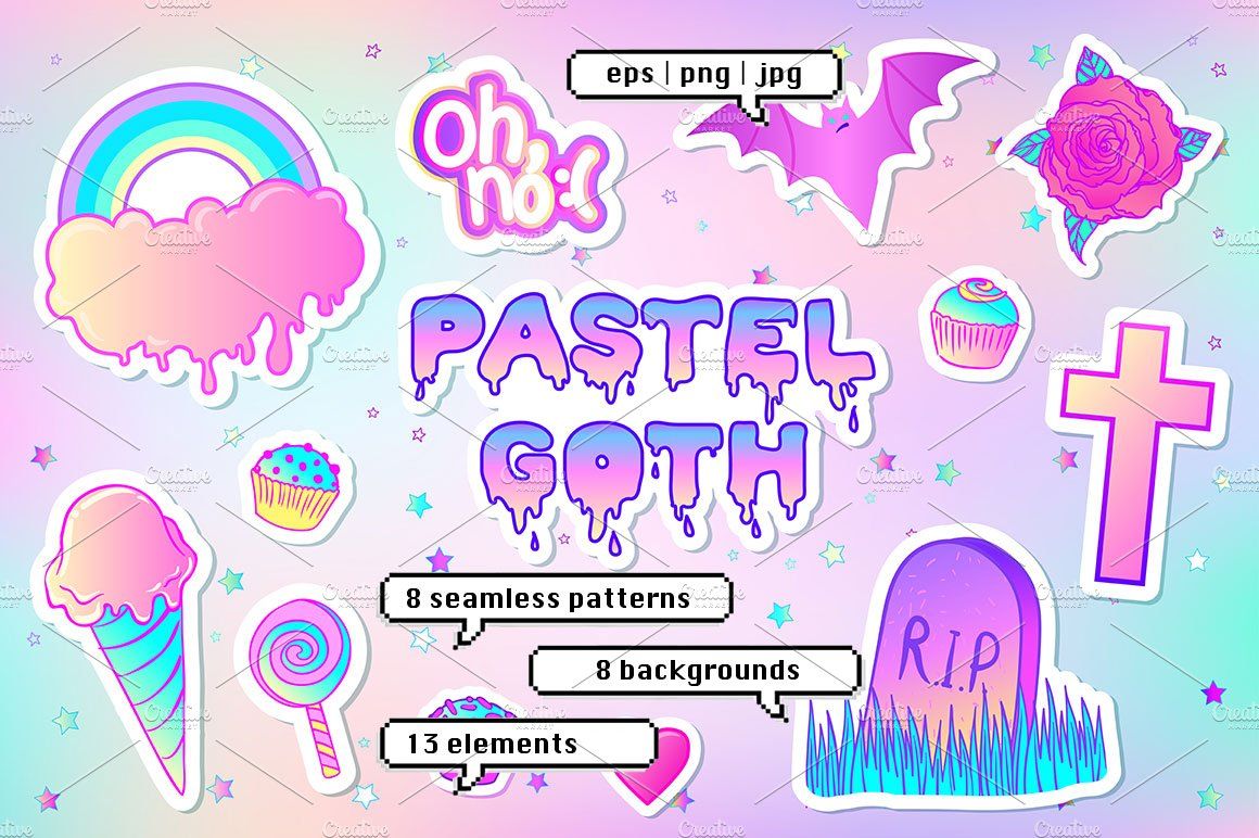 PASTEL GOTH, Patches & Patterns. Custom Designed Graphic Patterns