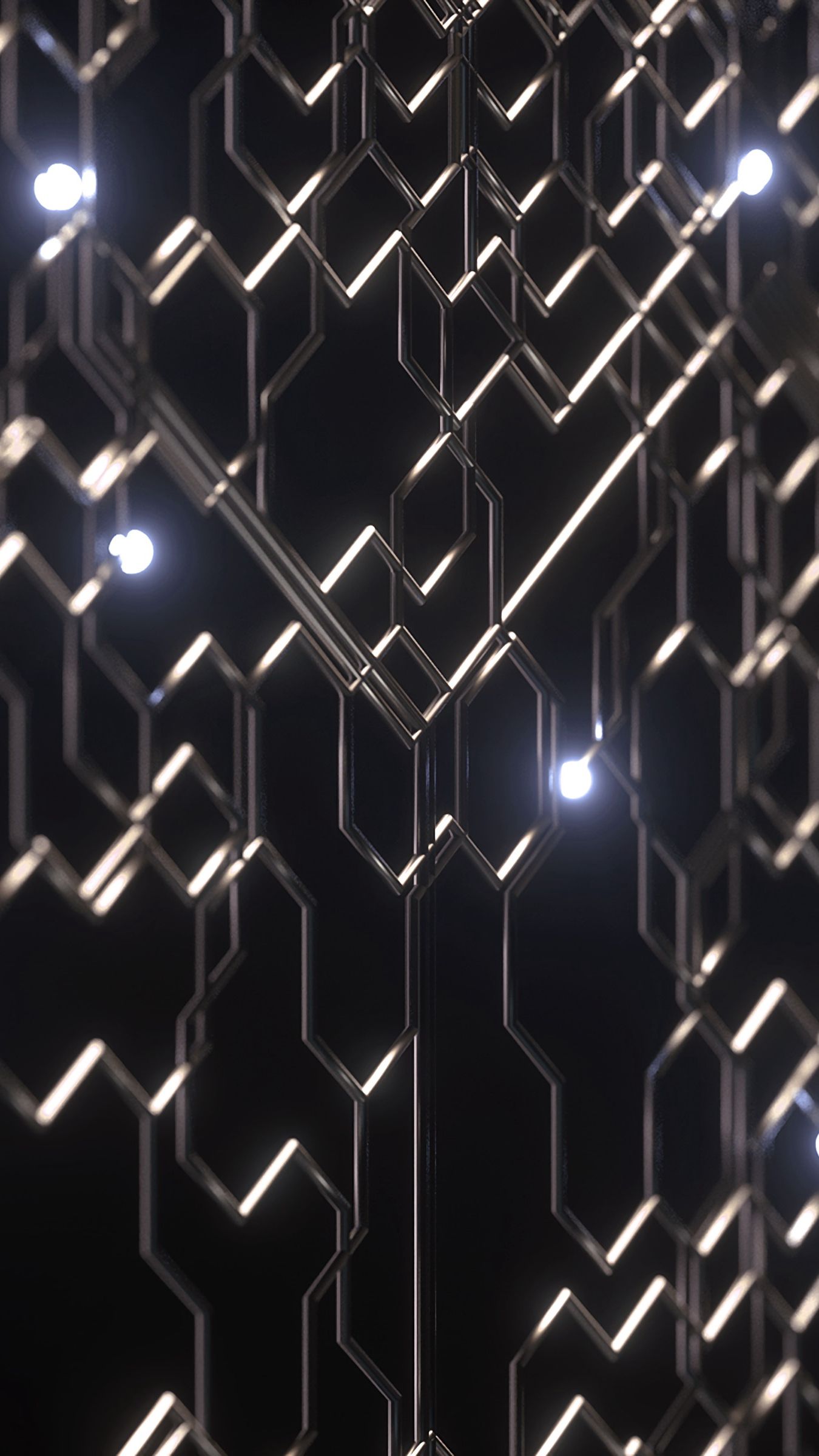 Download wallpaper 1350x2400 grid, structure, glow, metallic, 3D