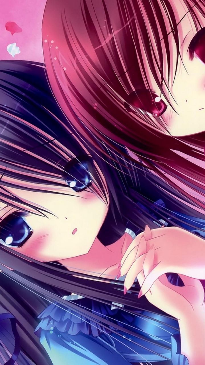 Download wallpaper 720x1280 kawaii, anime, girl, friend, person