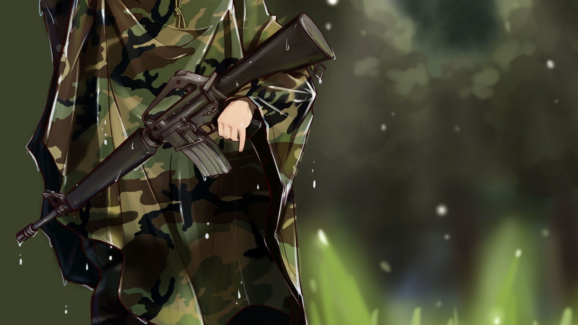 Download 1920x1080 Anime Girl, Military Uniform, Guns Wallpaper