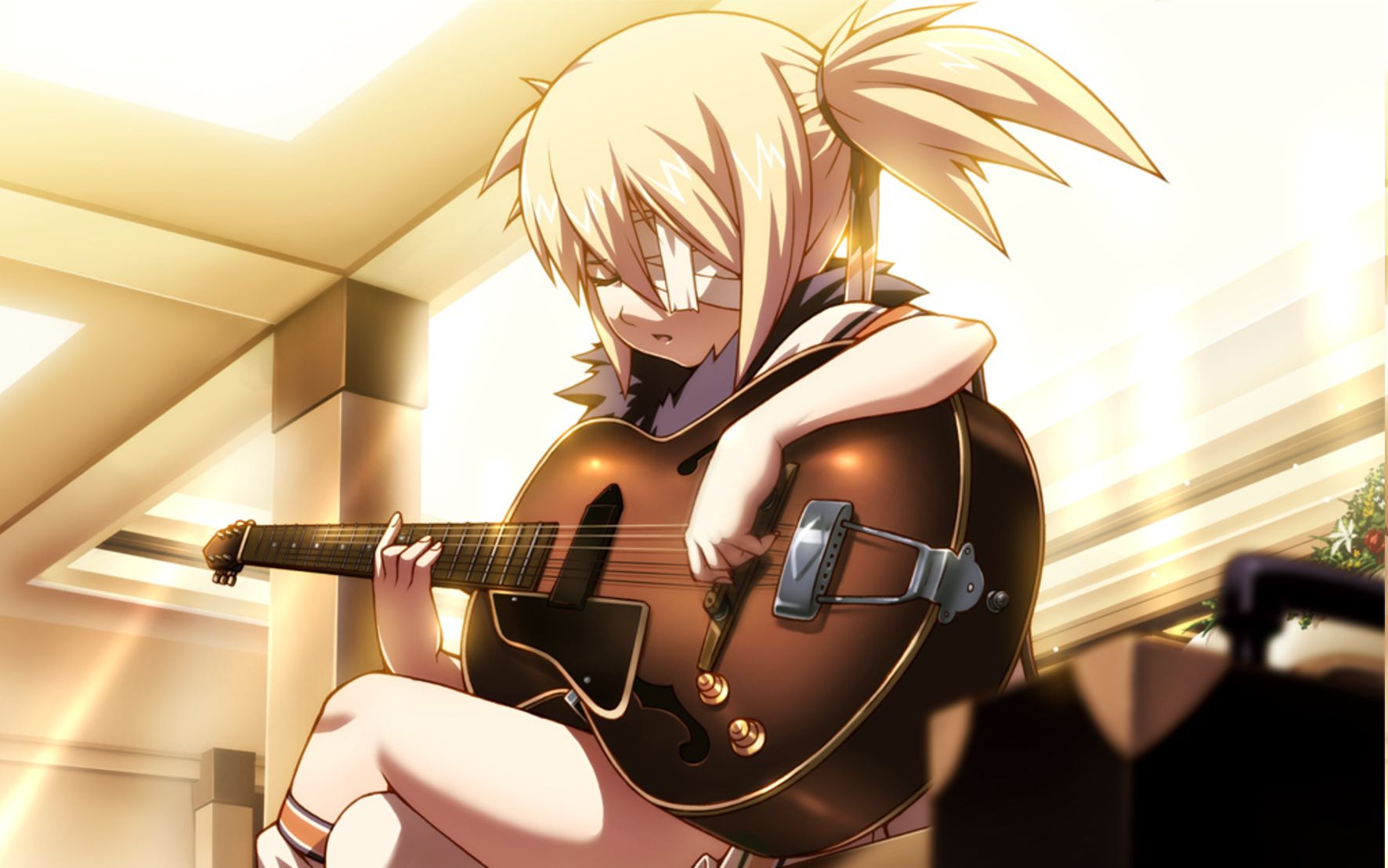 anime girl with acoustic guitar