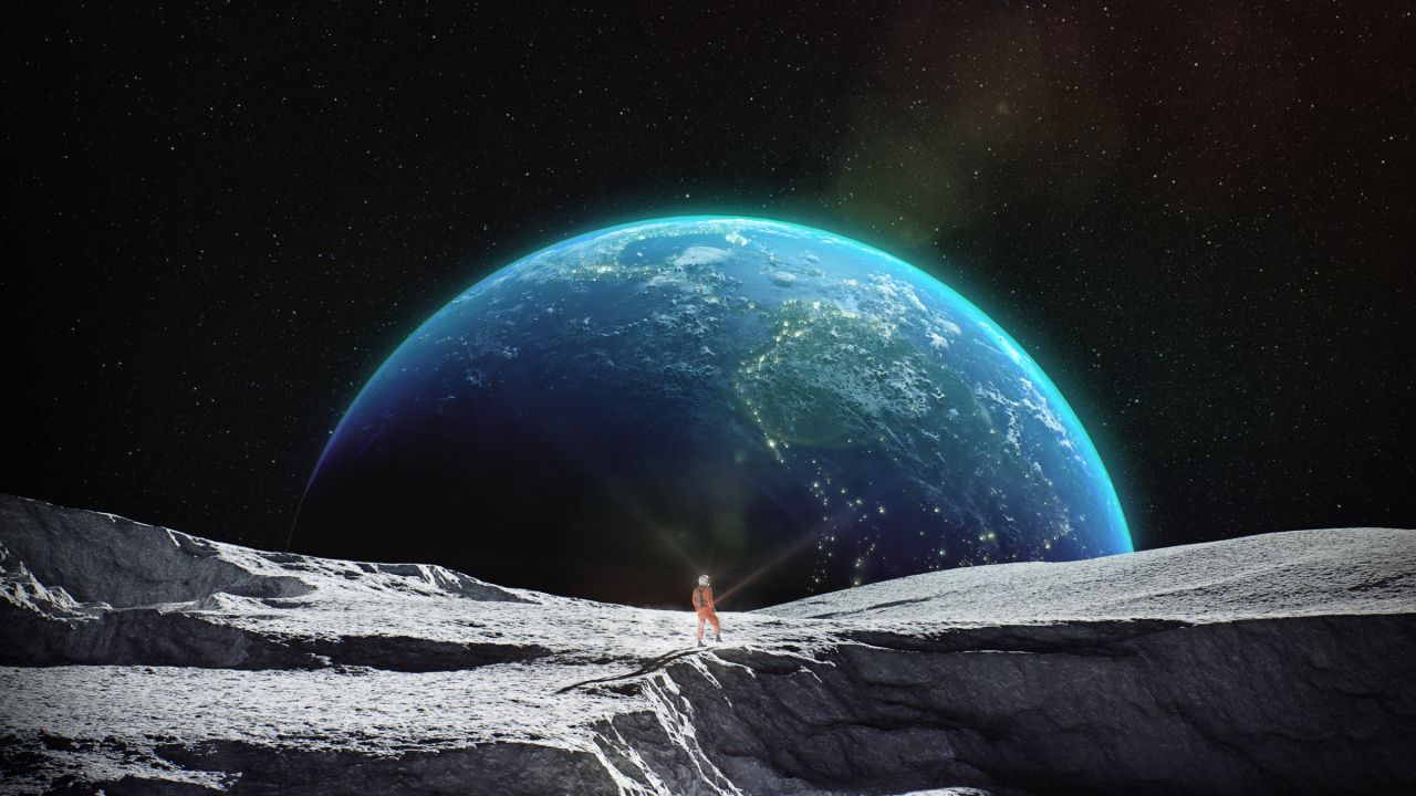 Wallpaper Earth, Astronaut, Moon, Outer space, HD, Space