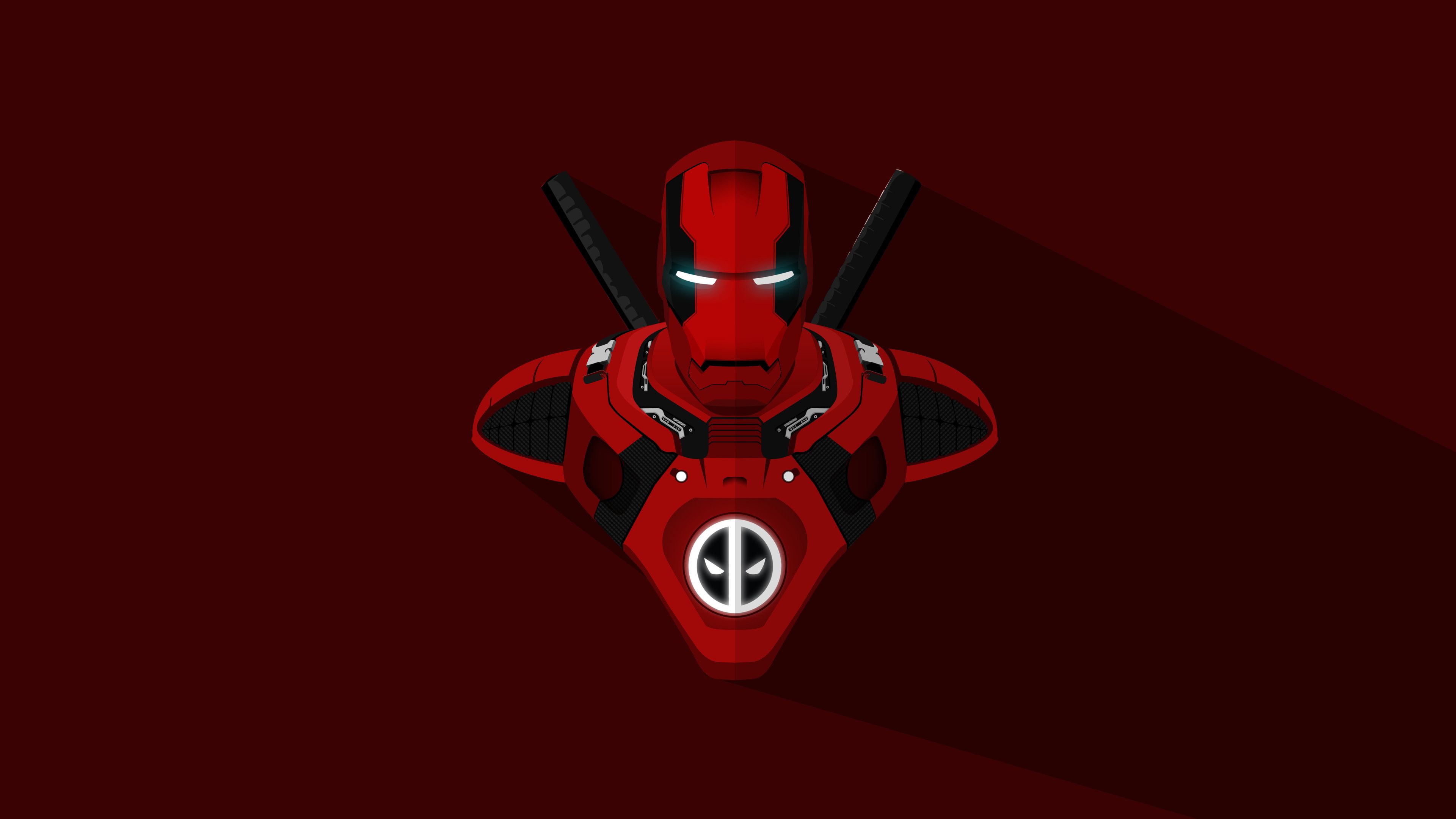 Iron Man Deadpool Crossover 4K Wallpaper