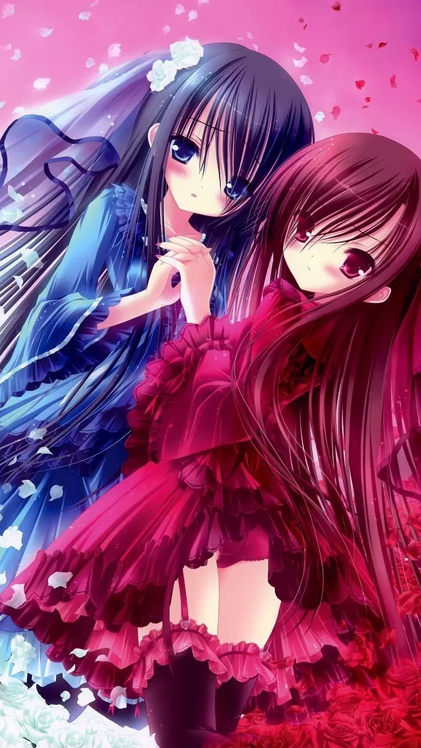 Hd Red And Blue Double Girl Samsung Galaxy Wallpaper Girl
