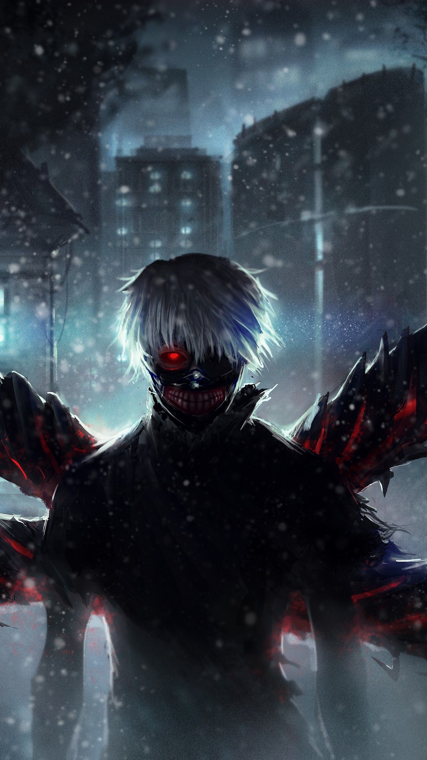 Wallpaper Tokyo Ghoul, Ken Kaneki, Snow, Artwork, 4K, 8K, Creative