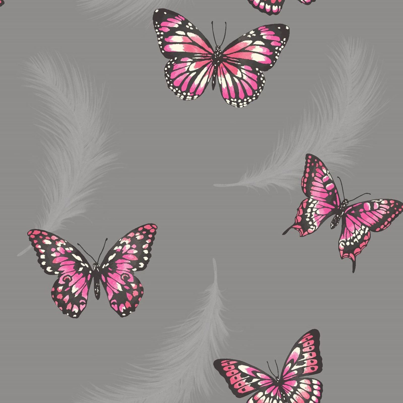 Бабочки на сером фоне