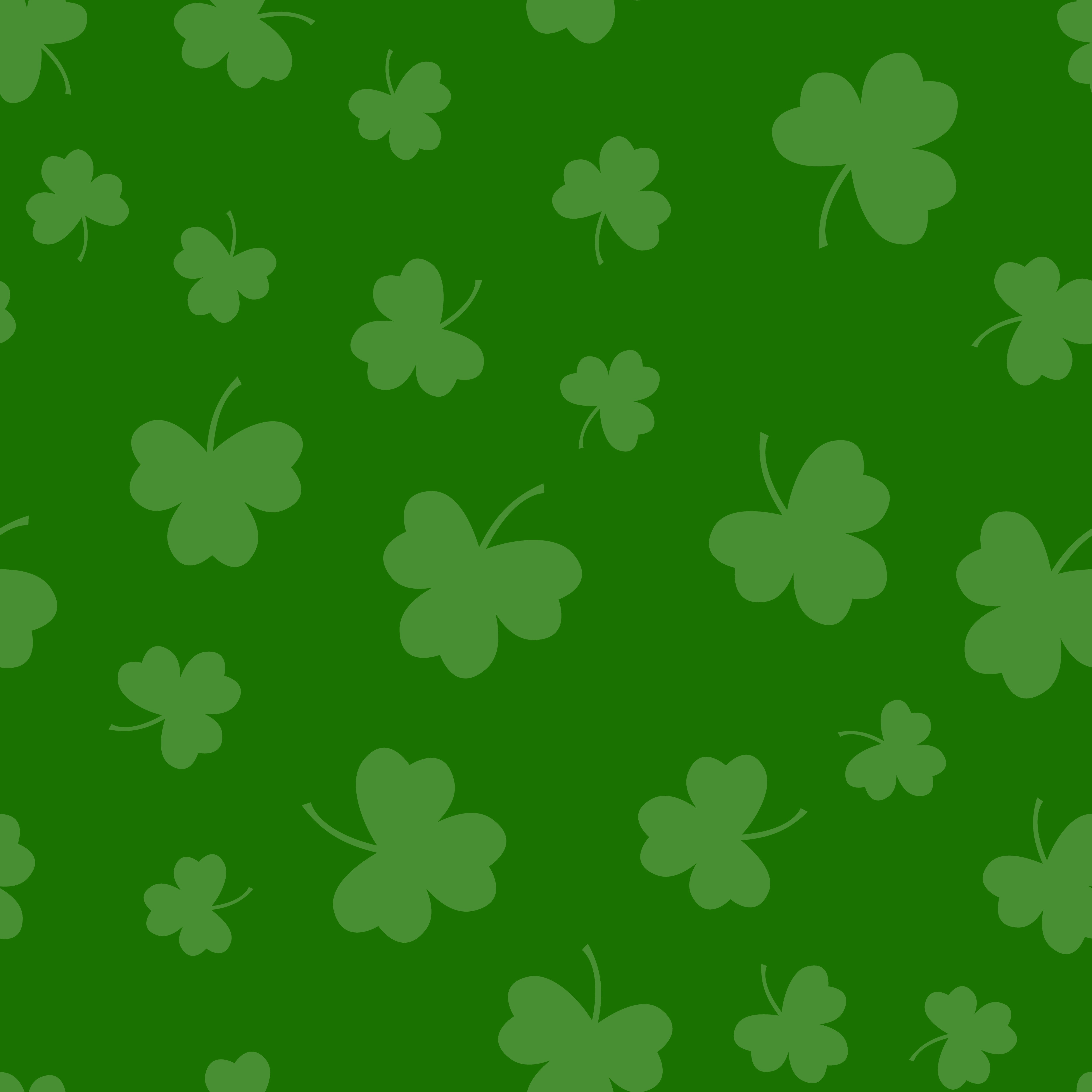 Seamless green shamrock clover leaf pattern background. Saint