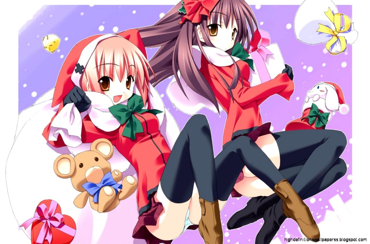 Free Cute Anime Girl In Christmas Picture Wallpaper HD. High