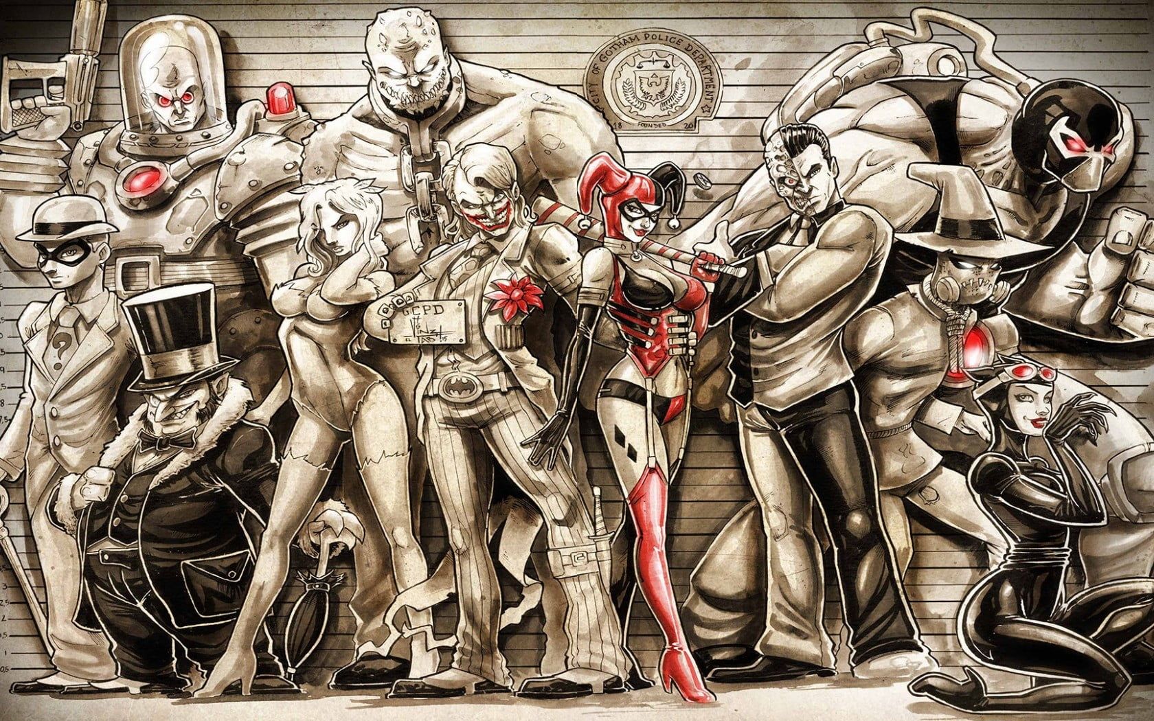 Harley Quinn and DC Comics villains digital wallpaper HD wallpaper