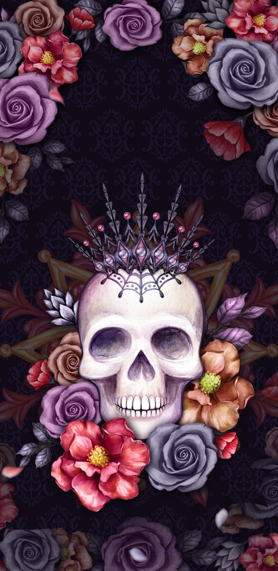 Wallpaper. By Artist Unknown. Sugar skull wallpaper, Sugar skull artwork, Skull wallpaper iphone