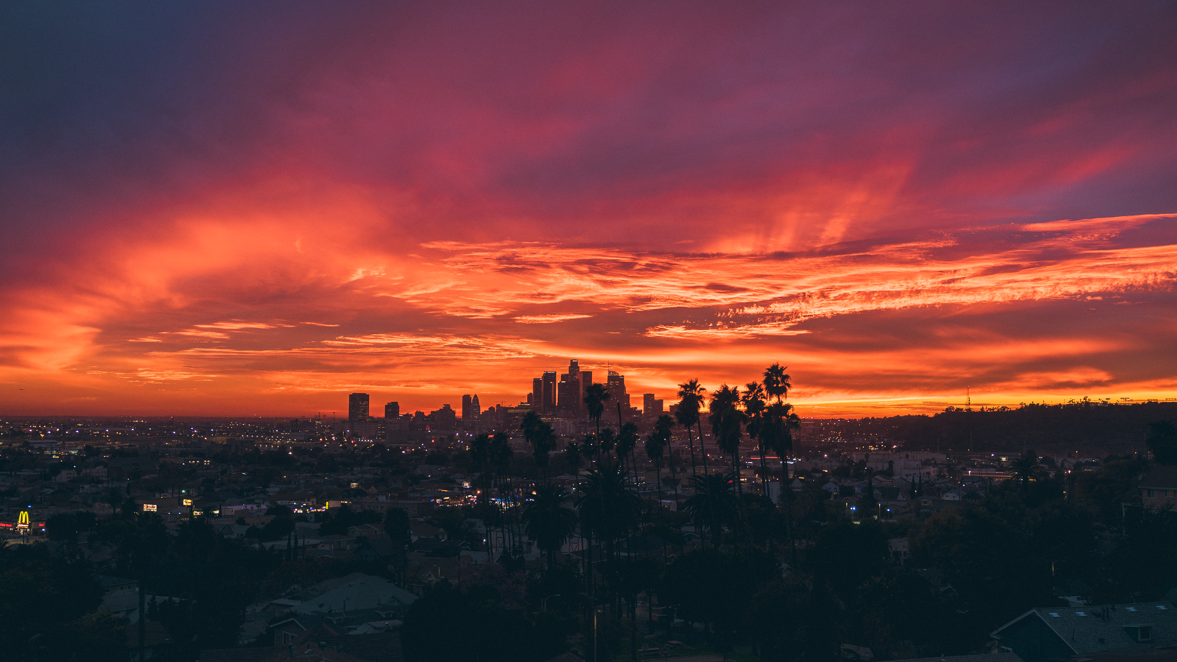 Sunset in Los Angeles [3840x2160][OC]. Los angeles wallpaper, Computer wallpaper desktop wallpaper, Retina wallpaper