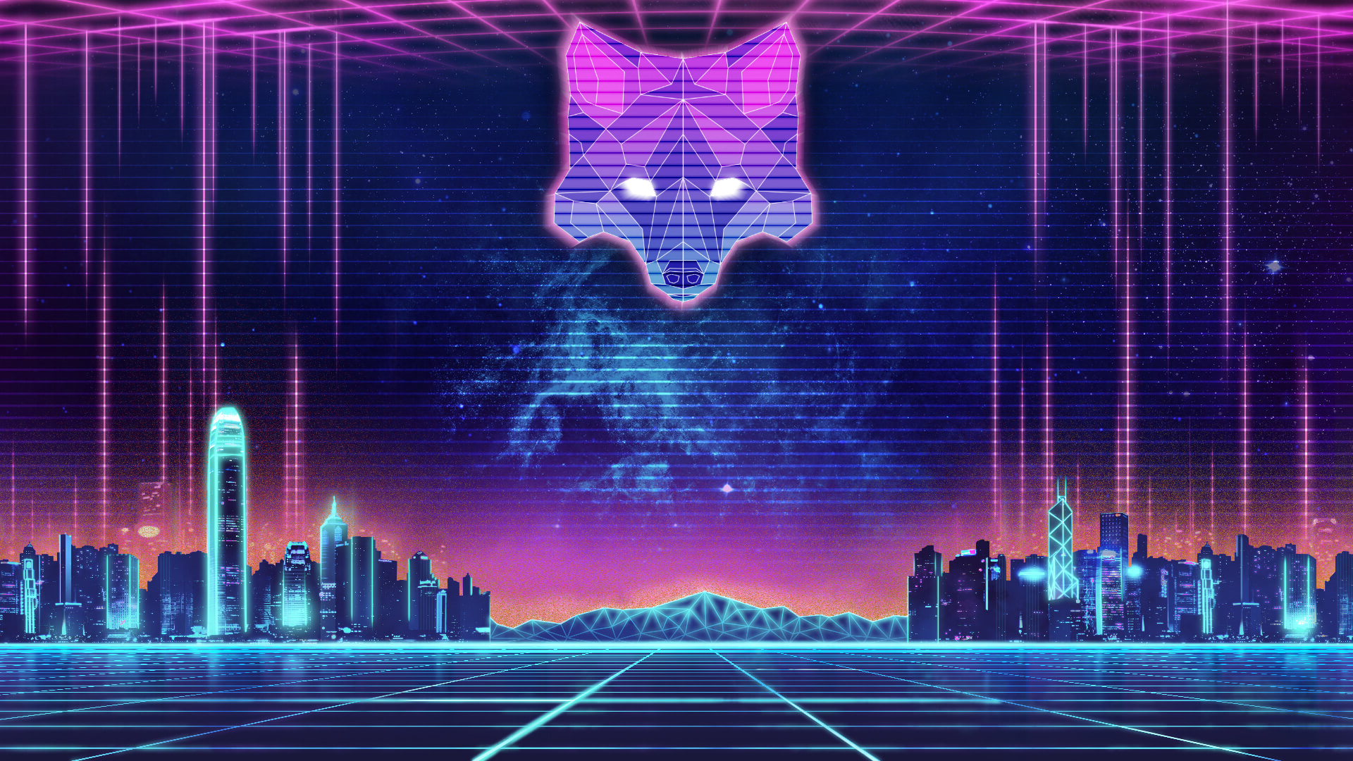 Fox Synthwave Wallpaper (Non Animated)
