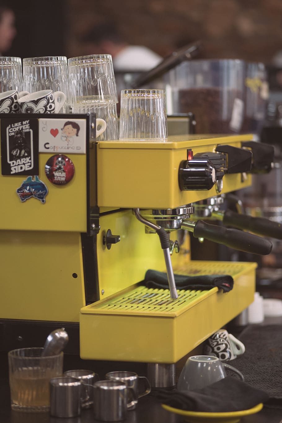 HD wallpaper: yellow espresso machine, building, lathe, factory