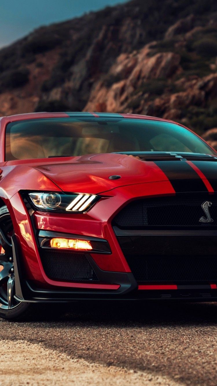 Download 750x1334 Ford Mustang Shelby Gt500 Red And Black
