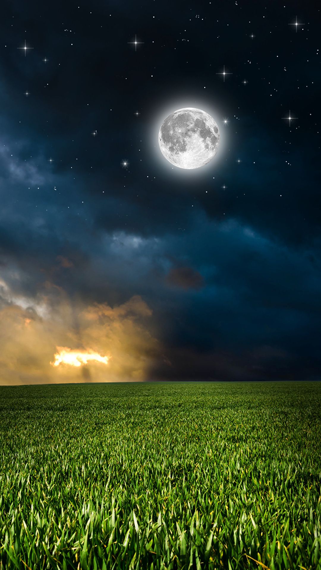 image Stars Nature Sky Moon Fields Scenery Night Clouds 1080x1920