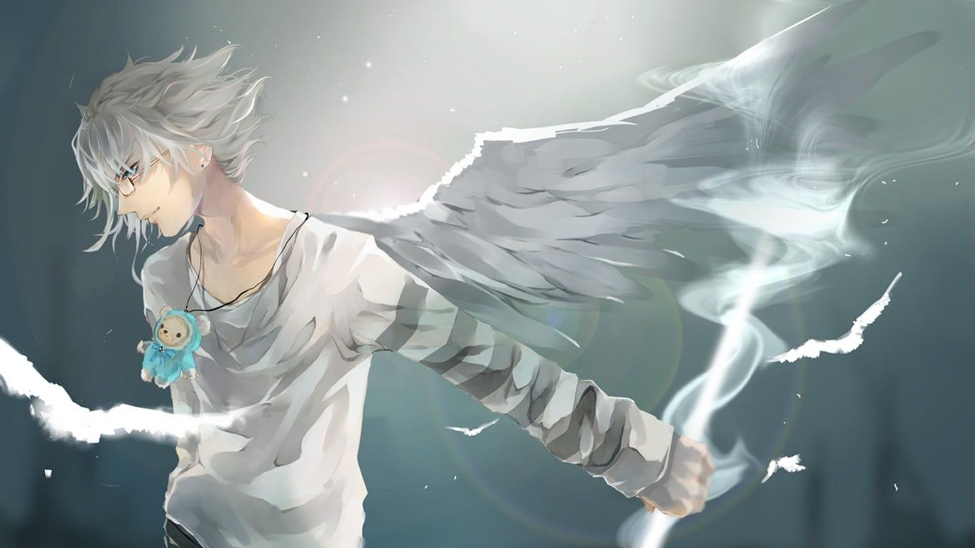 Anime male character with wings illustration, anime, angel HD