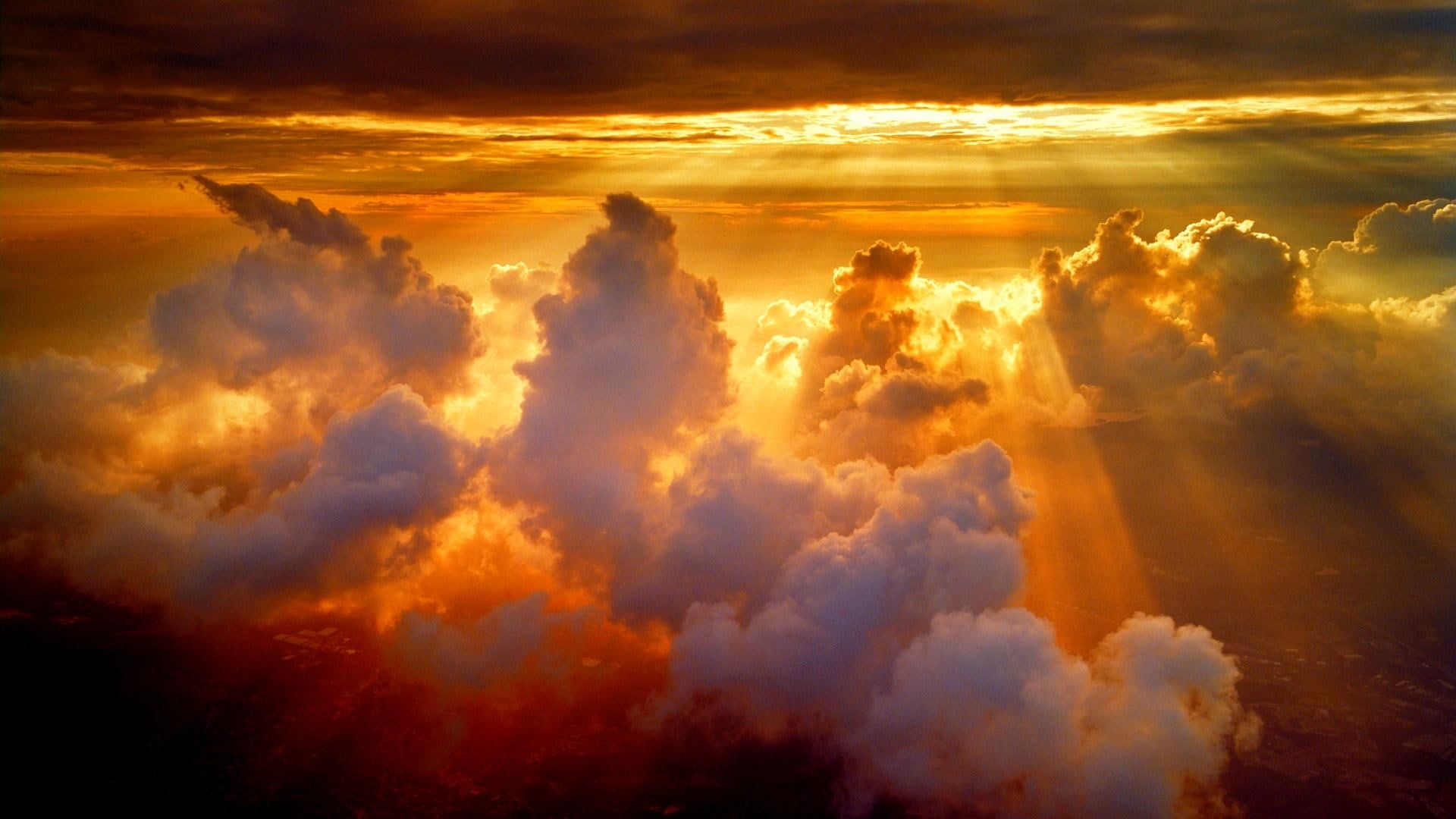 Golden Beams, beams, golden, clouds, nature and landscapes, HD