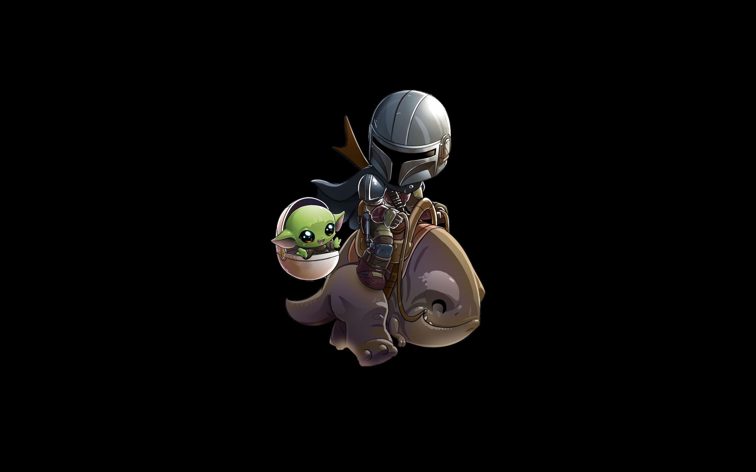 Baby Yoda and Mandalorian 4K Art 2560x1600 Resolution
