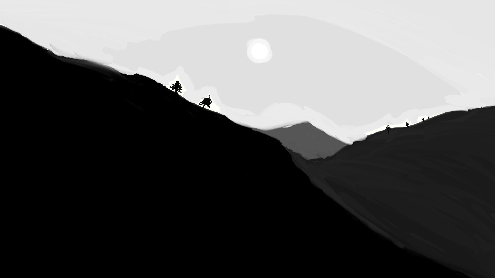 Black pinterest, black and white minimal mountains HD wallpaper